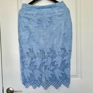 J.O.A. Powder Blue Crochet Pencil Skirt
